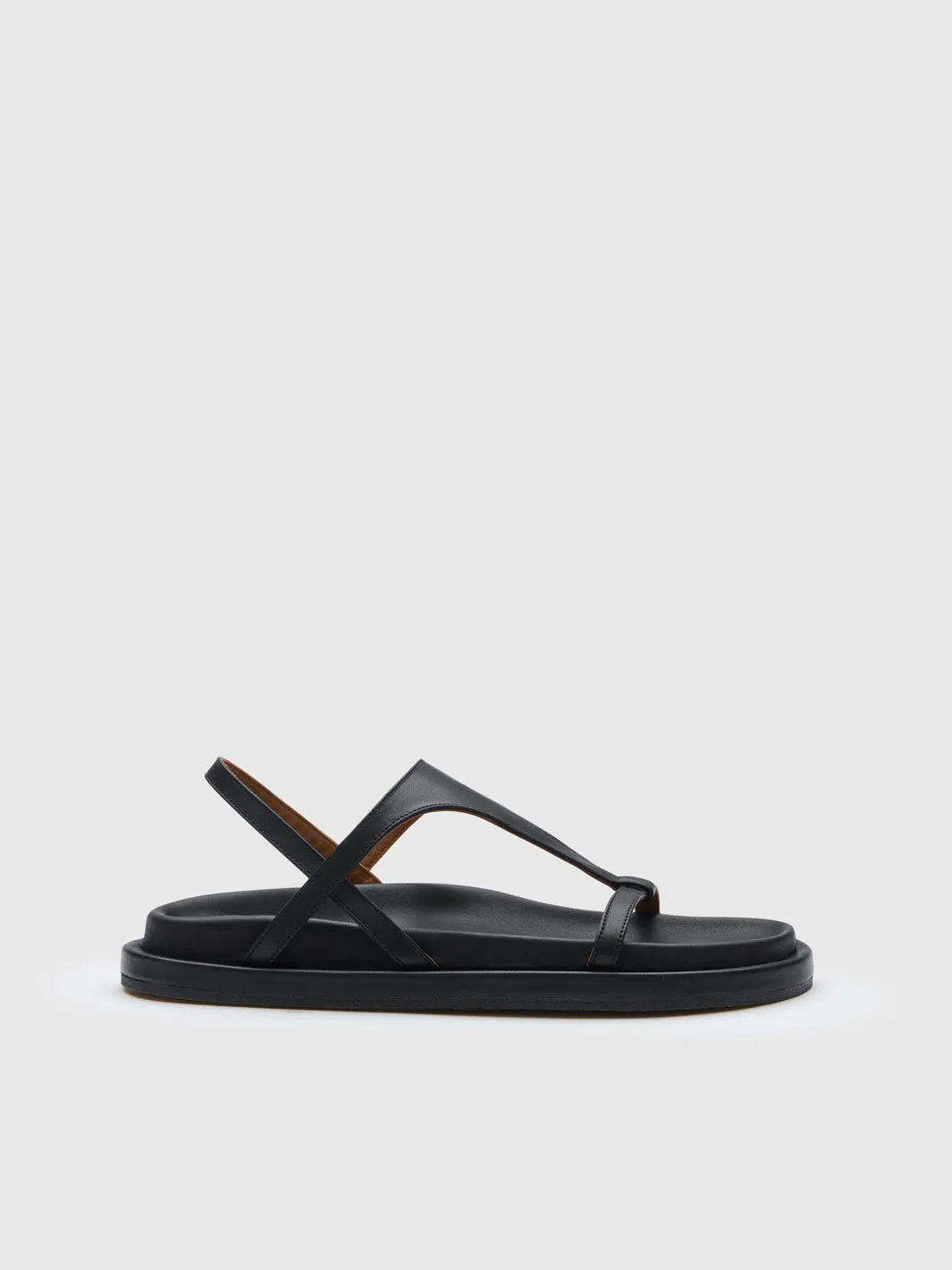 Ultimo Black Leather Comfy sandals sold by ATP Atelier