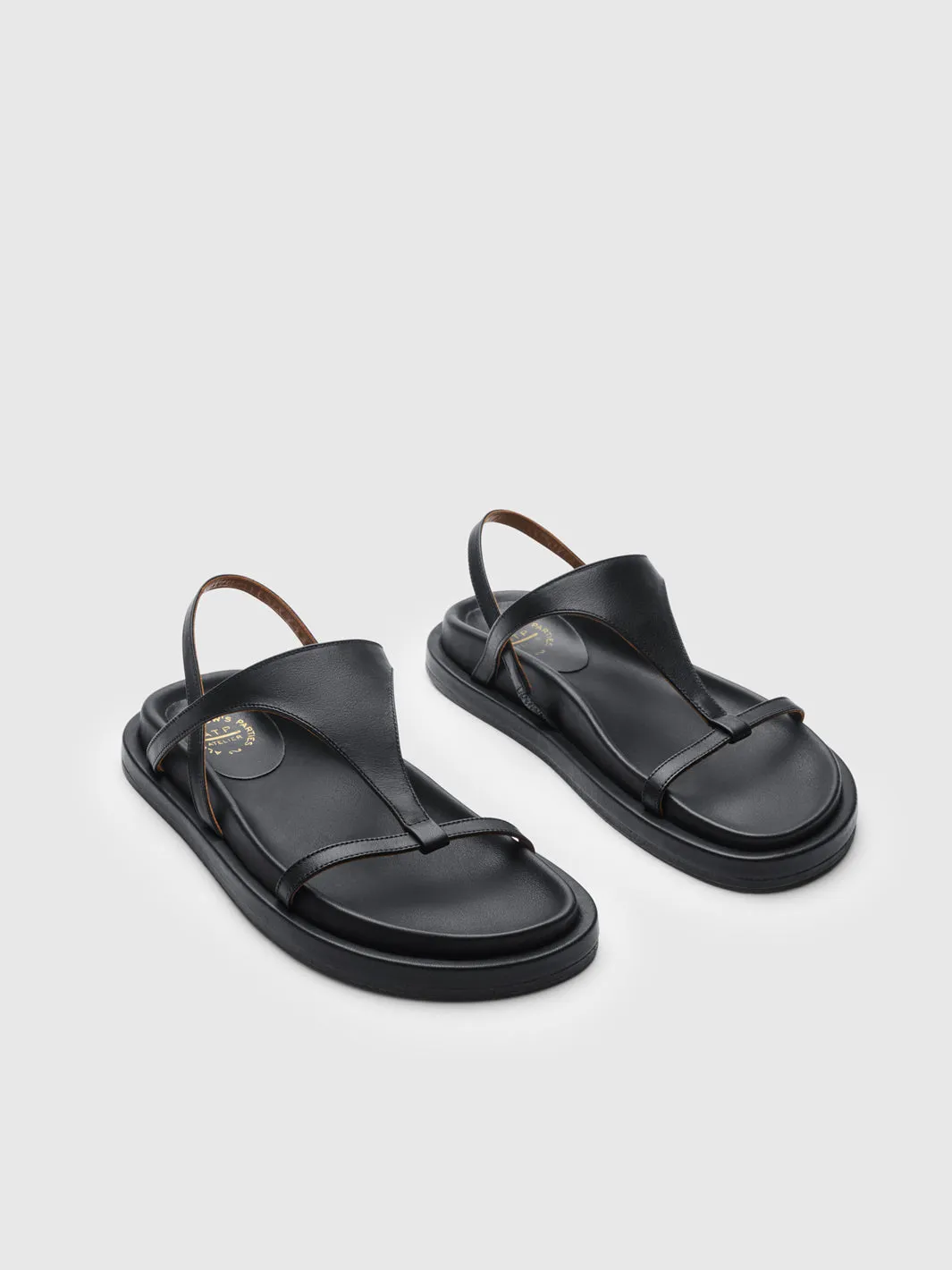 Ultimo Black Leather Comfy sandals sold by ATP Atelier product image thumbnail 2