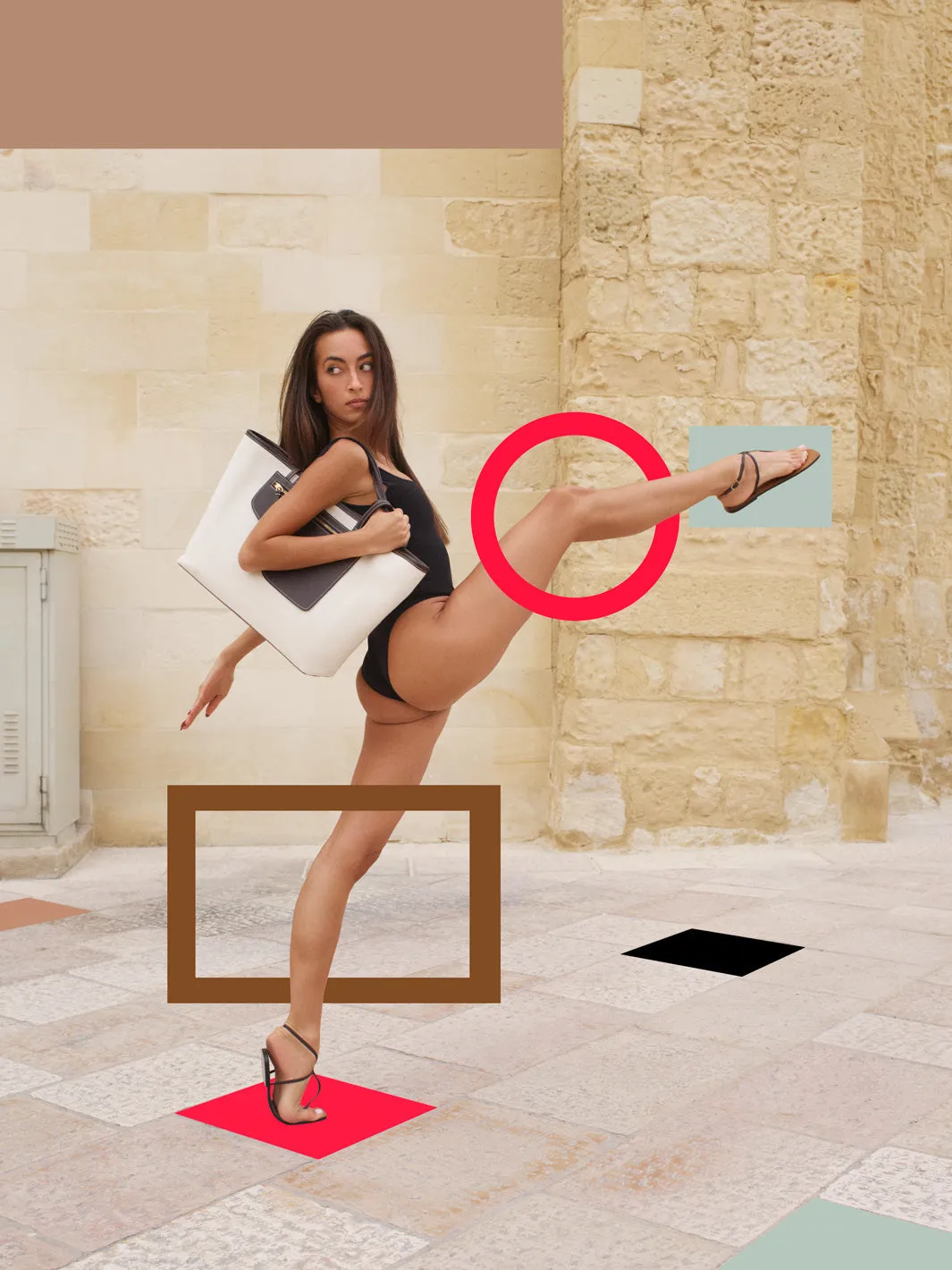 Eraclea Ecru/Walnut Canvas/Leather Large tote bag sold by ATP Atelier product image thumbnail 5