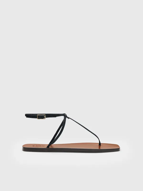 Alassio Black Suede Flat sandals made by ATP Atelier