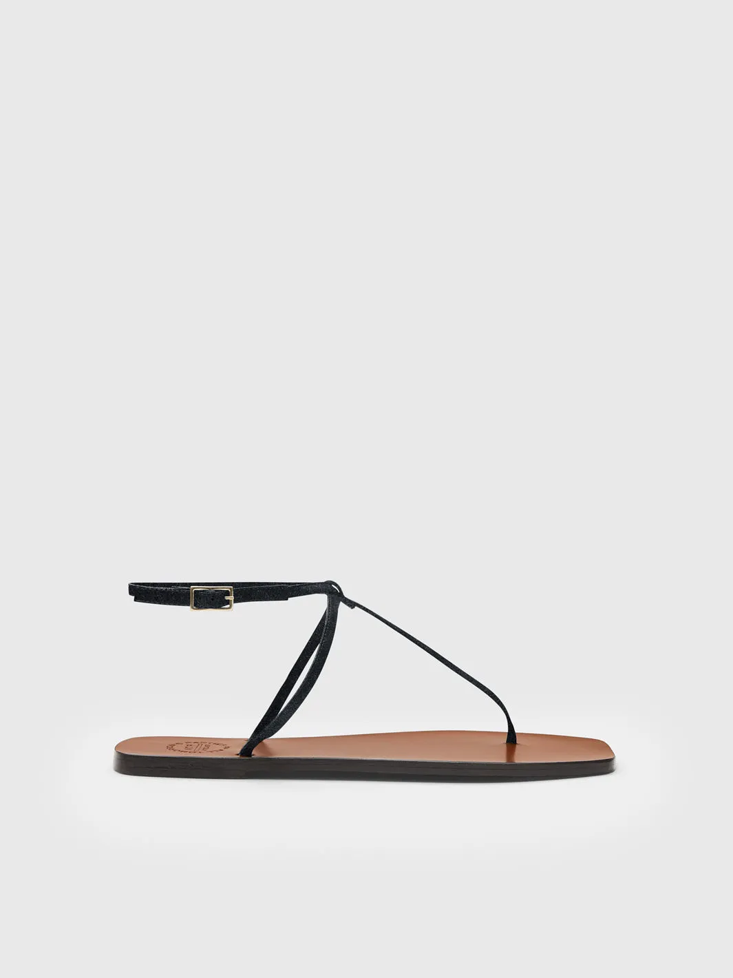 Alassio Black Suede Flat sandals sold by ATP Atelier