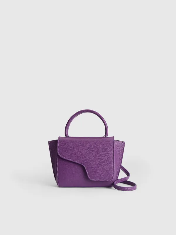 Montalcino Viola Grained Leather Mini handbag made by ATP Atelier