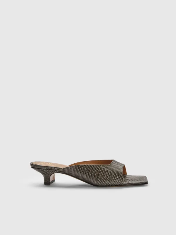 Tavenna Peltro Printed Lizard Kitten heels made by ATP Atelier