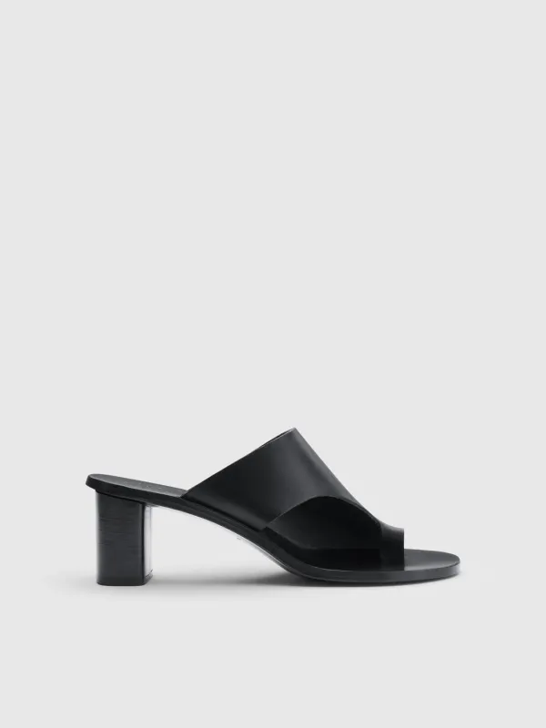 Rosate Black Leather Cutout heeled sandals made by ATP Atelier