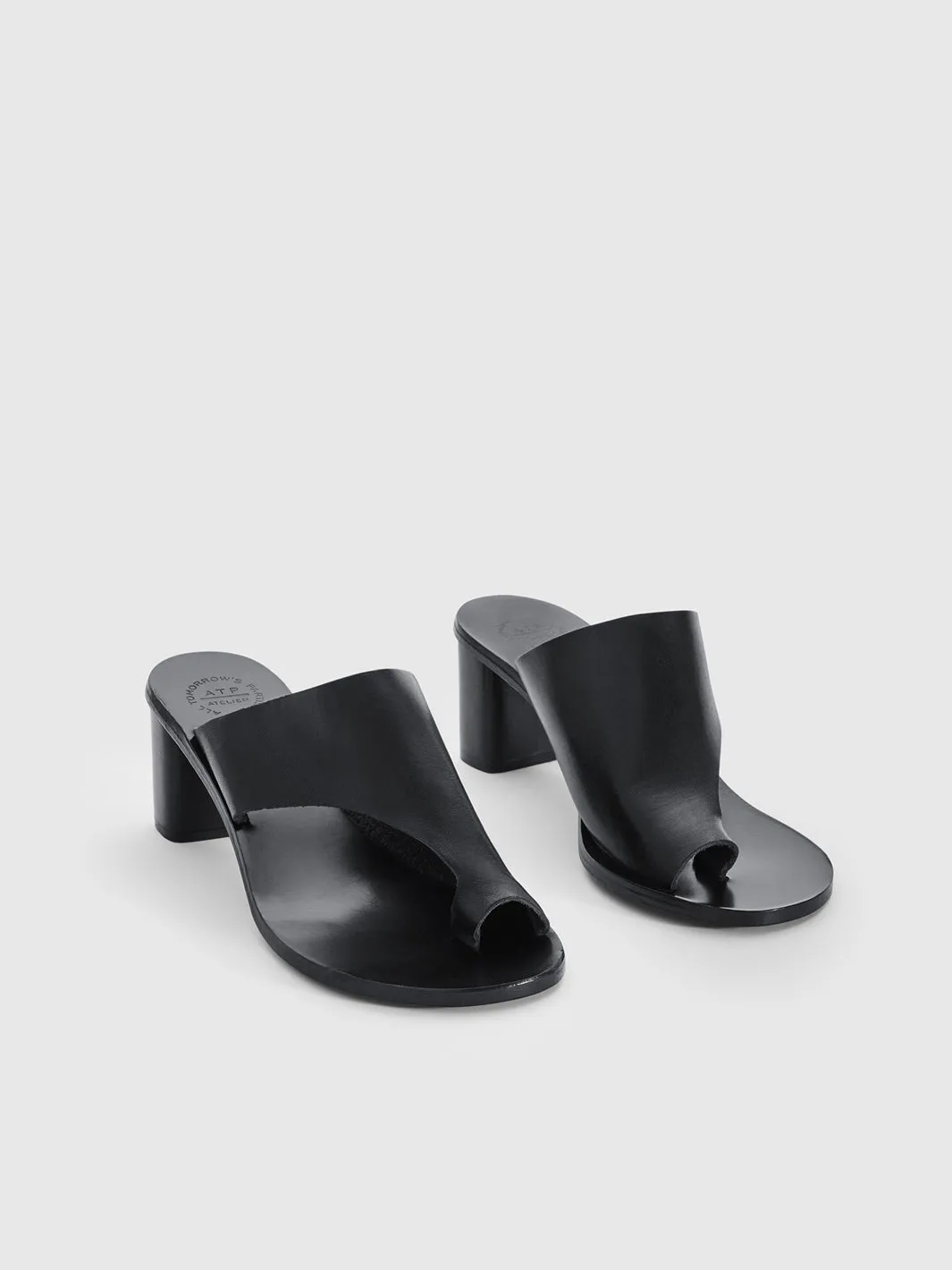 Rosate Black Leather Cutout heeled sandals sold by ATP Atelier product image thumbnail 4