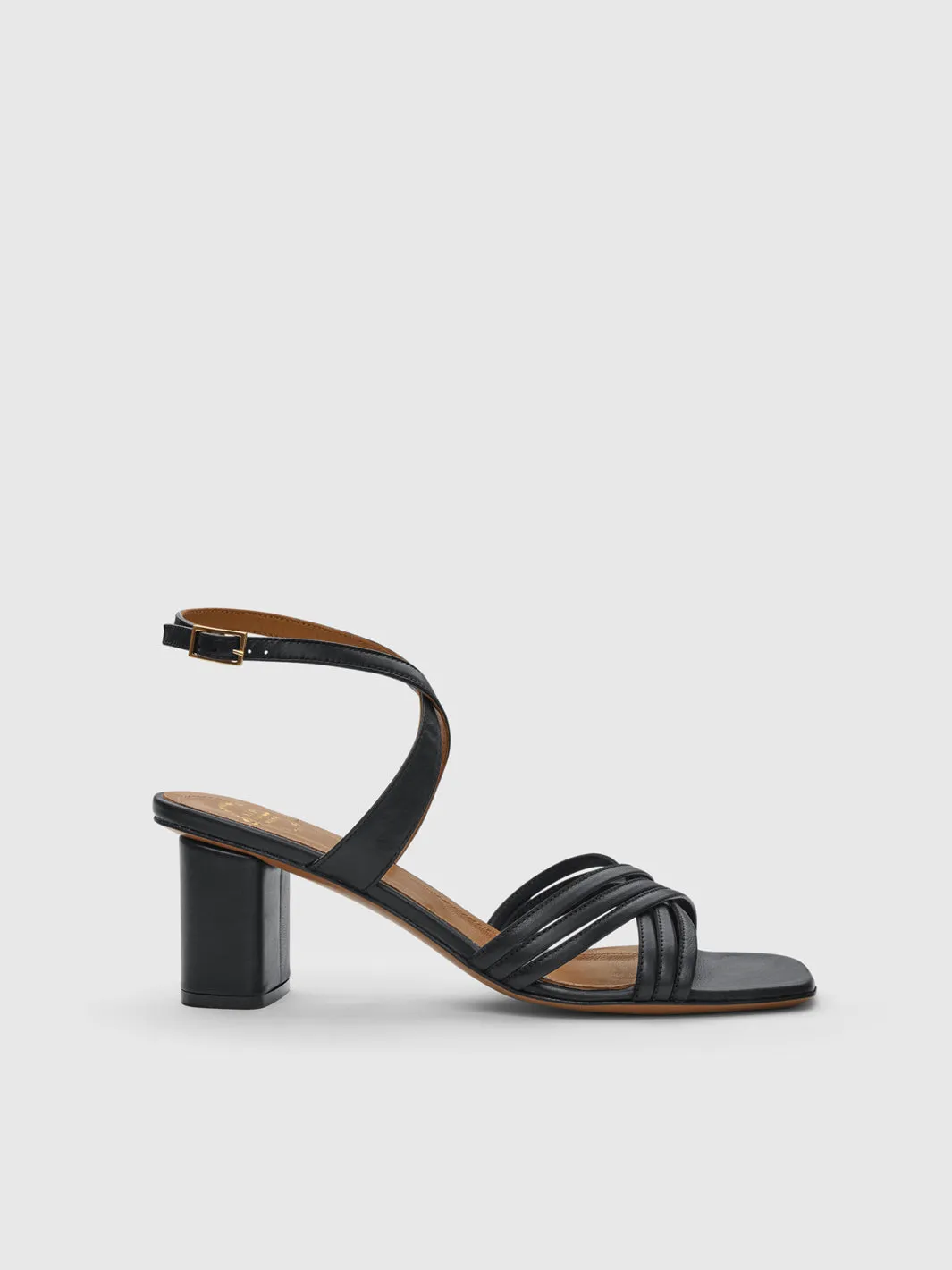 Ledro Black Nappa Heeled Sandals sold by ATP Atelier
