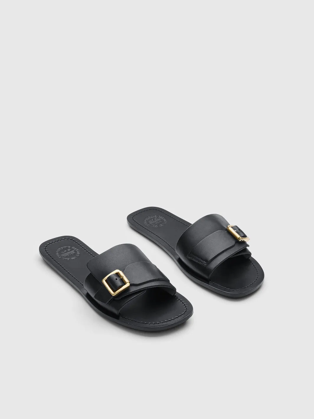 Velturno Black Leather Flat sandals sold by ATP Atelier product image thumbnail 2