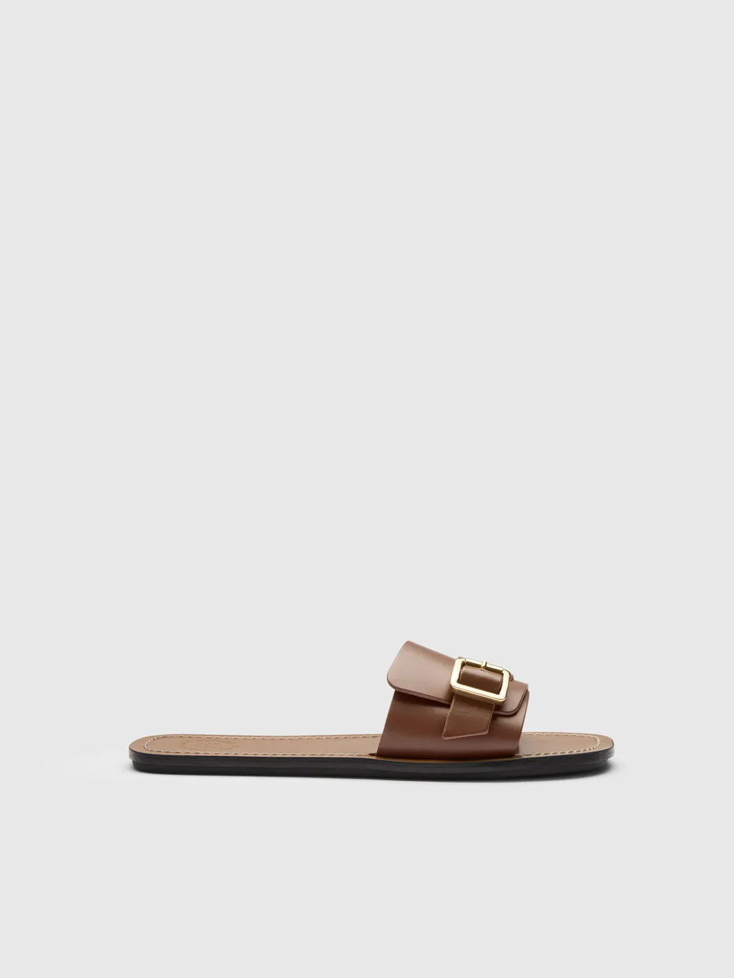 Velturno Cannella Leather Flat sandals sold by ATP Atelier