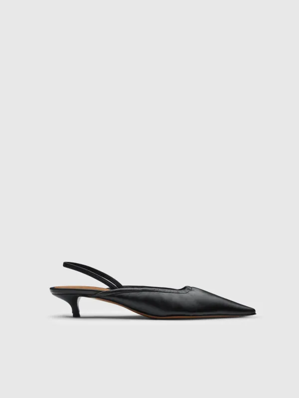 Lana Black Shiny Nappa Slingbacks made by ATP Atelier