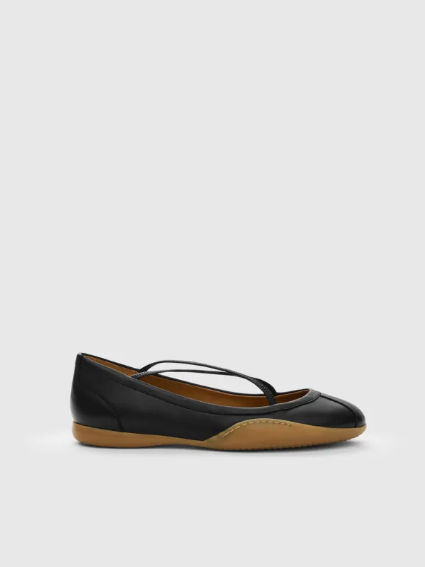 Sella Black Nappa Ballet flats made by ATP Atelier