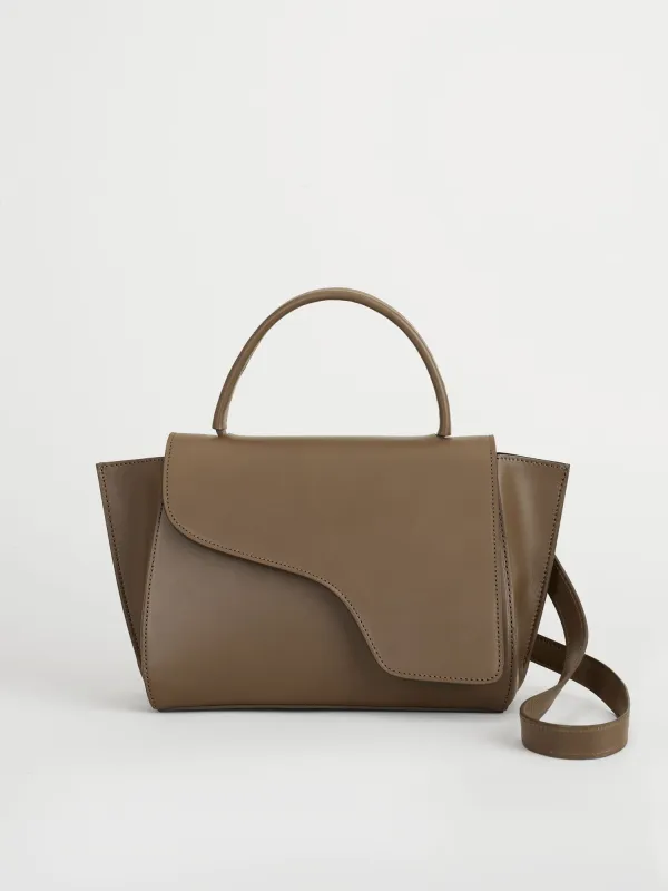 Arezzo Khaki Brown Leather Handbag made by ATP Atelier