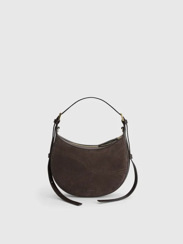 Silea Walnut Suede/Leather Mini hobo bag made by ATP Atelier