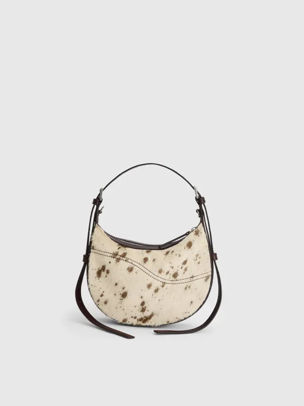 Silea Mandorla/Walnut Printed Mini Cow/Leather Mini hobo bag made by ATP Atelier