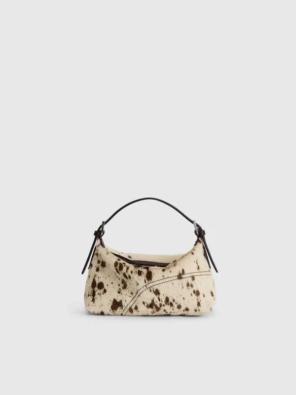 Vadena Mandorla/Walnut Printed Mini Cow/Leather Pouch made by ATP Atelier