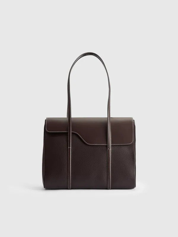 Abriola Walnut/Contrast Stitch Grained Leather/Leather made by ATP Atelier