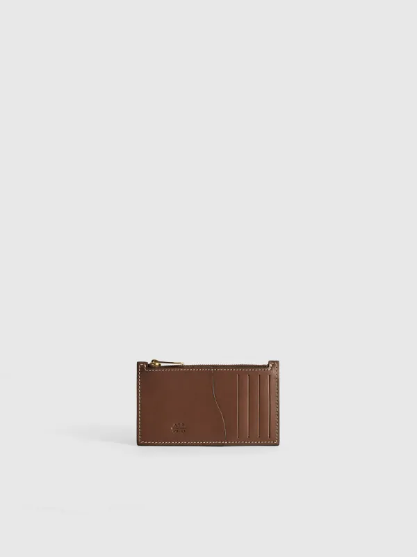 Moscosi Cannella/Contrast Stitch Leather Card holder made by ATP Atelier