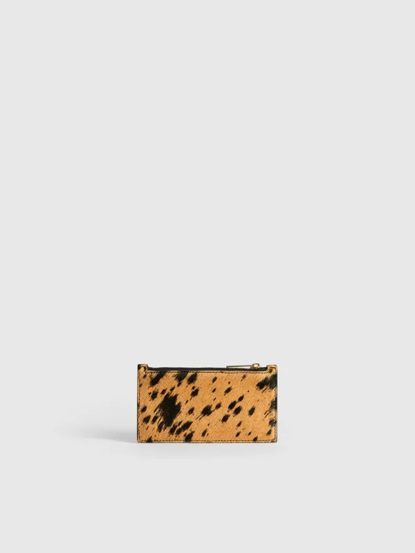 Moscosi Cannella/Black Printed Mini Cow/Leather Card holder made by ATP Atelier