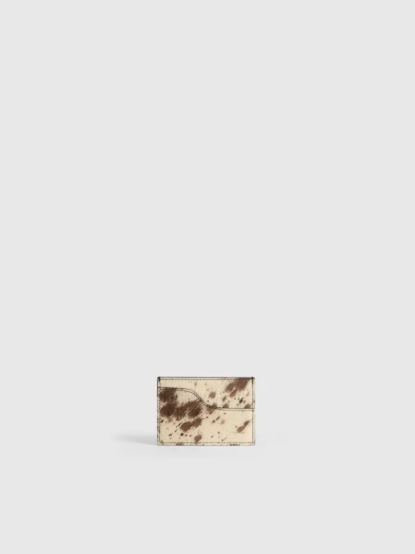 Vinci Mandorla/Walnut Printed Mini Cow/Leather Card holder made by ATP Atelier