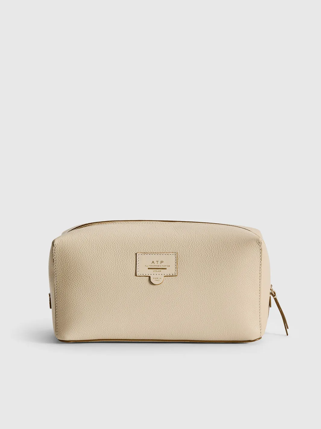 Pomaia Mandorla Grained Leather Beauty Bag sold by ATP Atelier