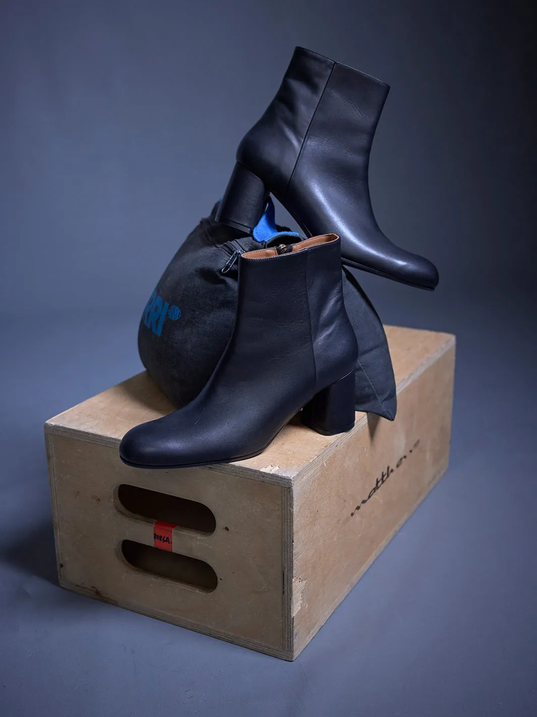 Miola Black Leather Ankle boots sold by ATP Atelier product image thumbnail 5