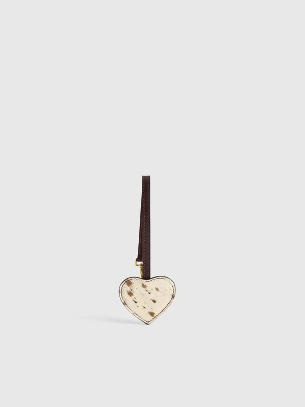 Venosta Mandorla/Walnut Printed Mini Cow/Leather Key chain made by ATP Atelier
