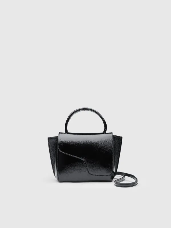 Montalcino Black Naplak Leather Mini handbag made by ATP Atelier