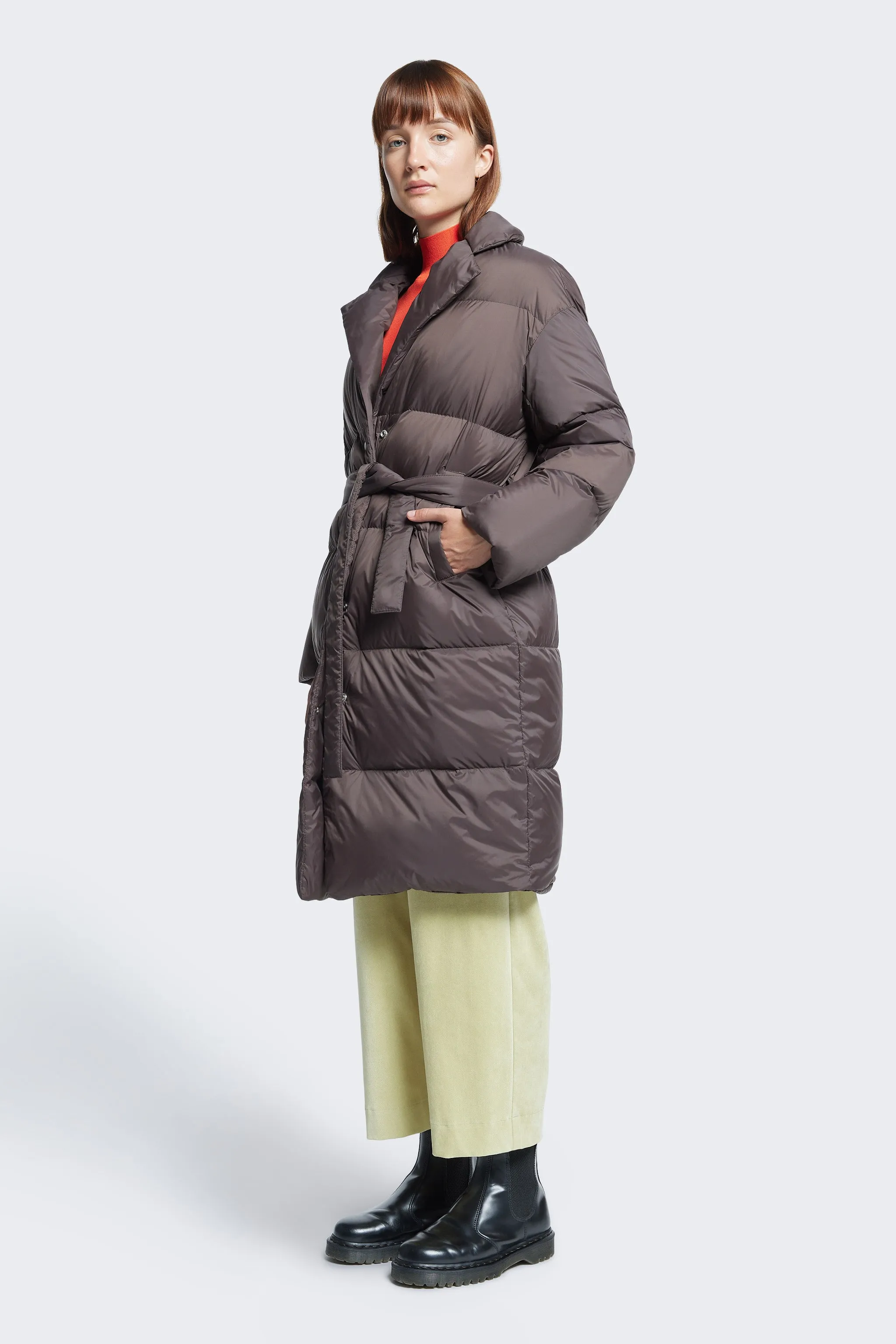 Vestige Quilted Long Coat Chocolate sold by Kloke
