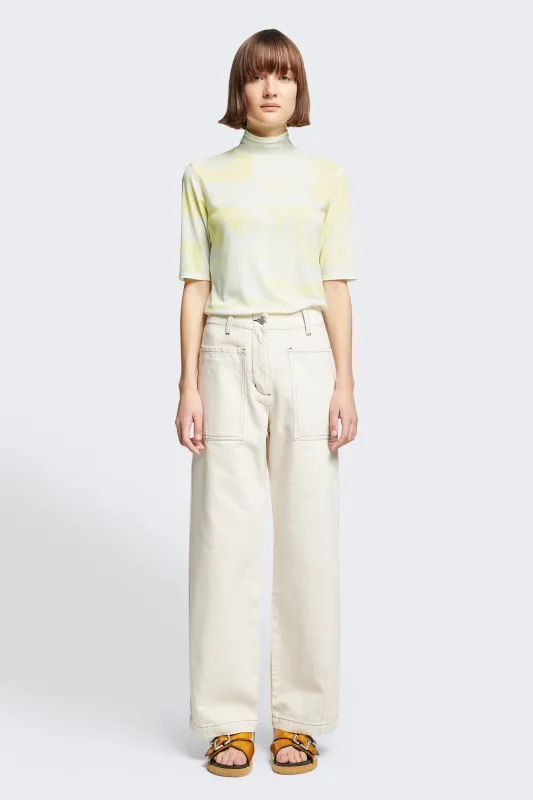 Interval Front Pocket Jean Ecru w Black Topstitch made by Kloke