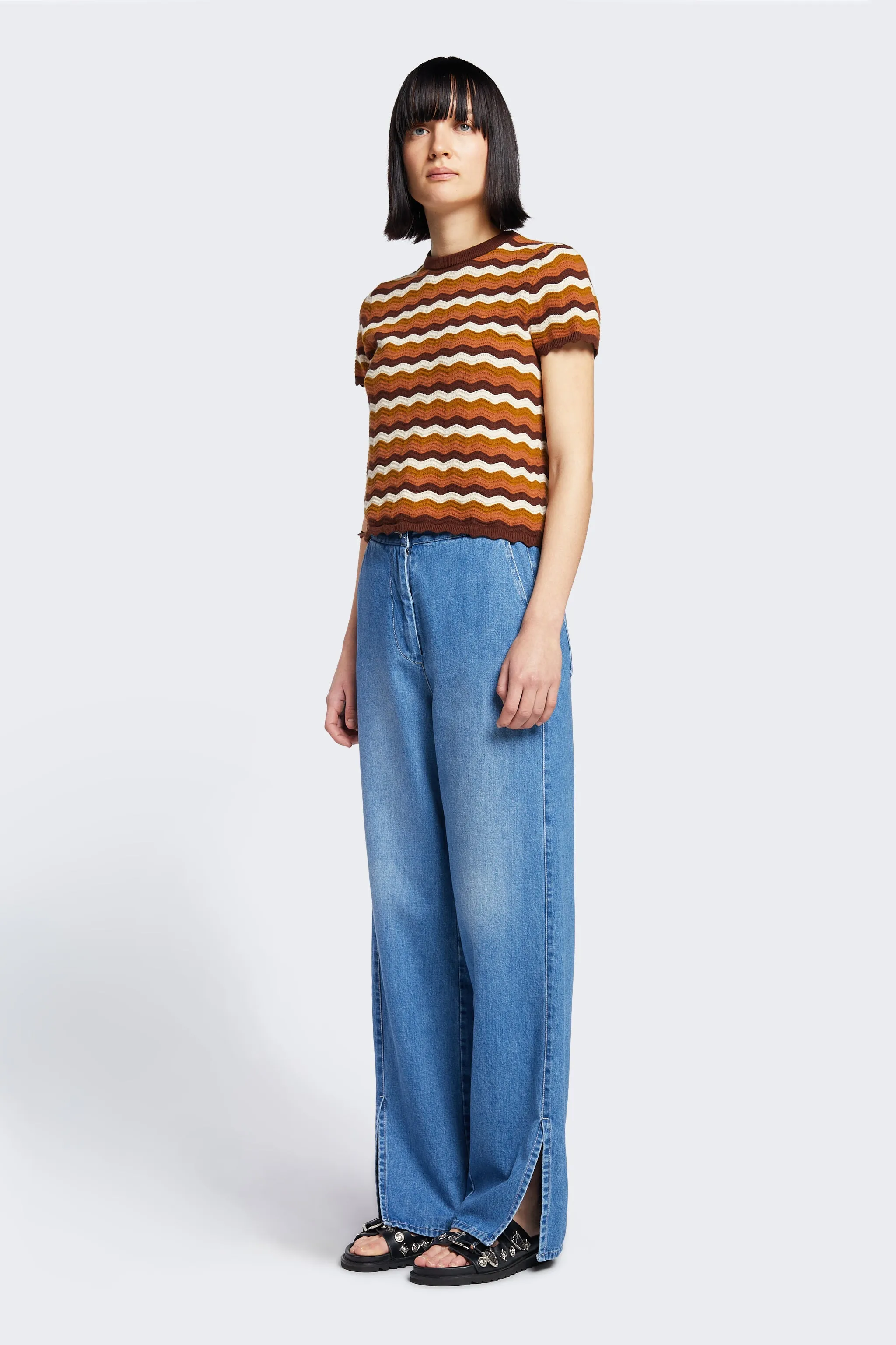 Ellipse Hem Split Pant Mid Blue sold by Kloke product image thumbnail 2