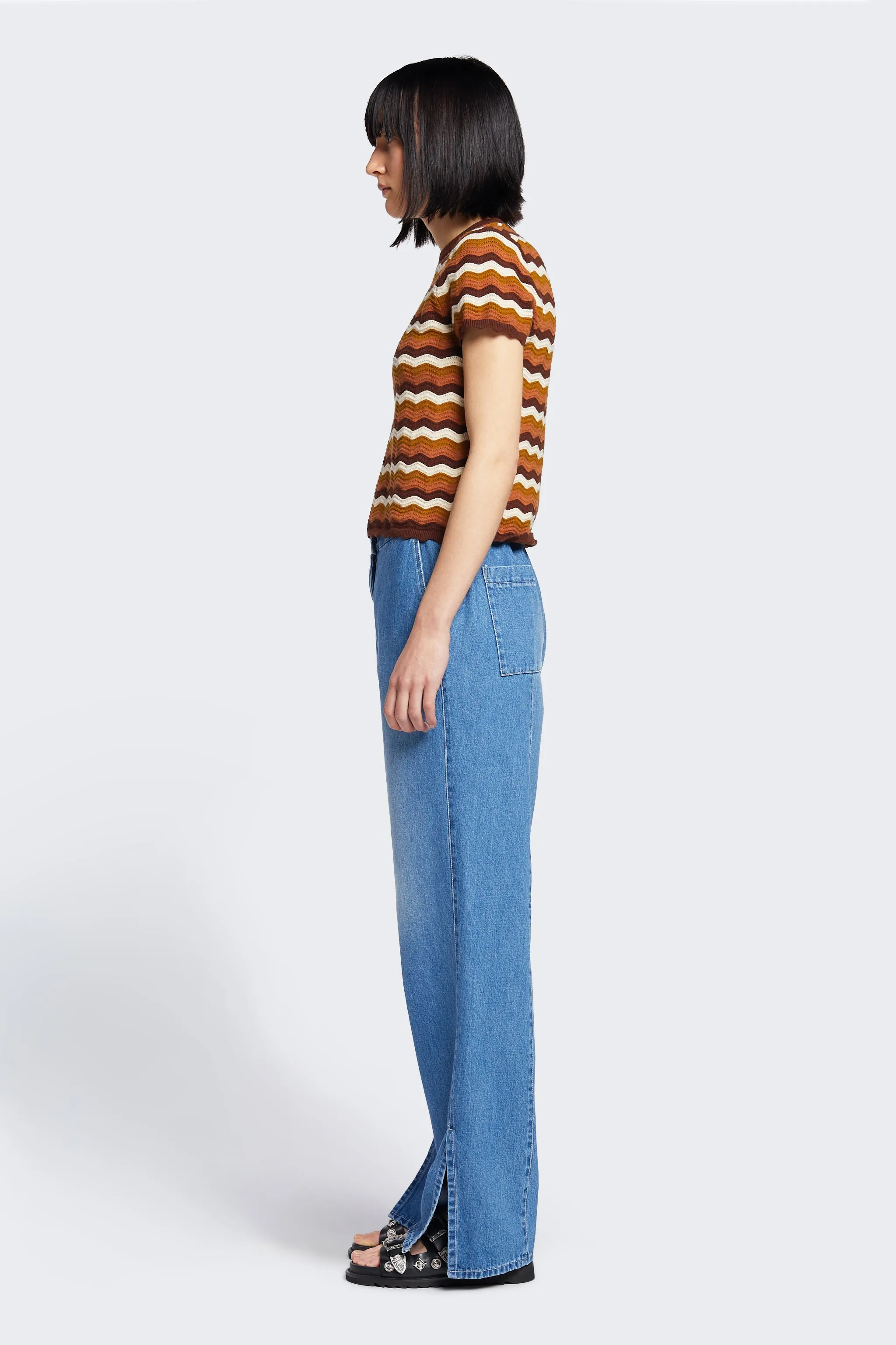 Ellipse Hem Split Pant Mid Blue sold by Kloke product image thumbnail 3