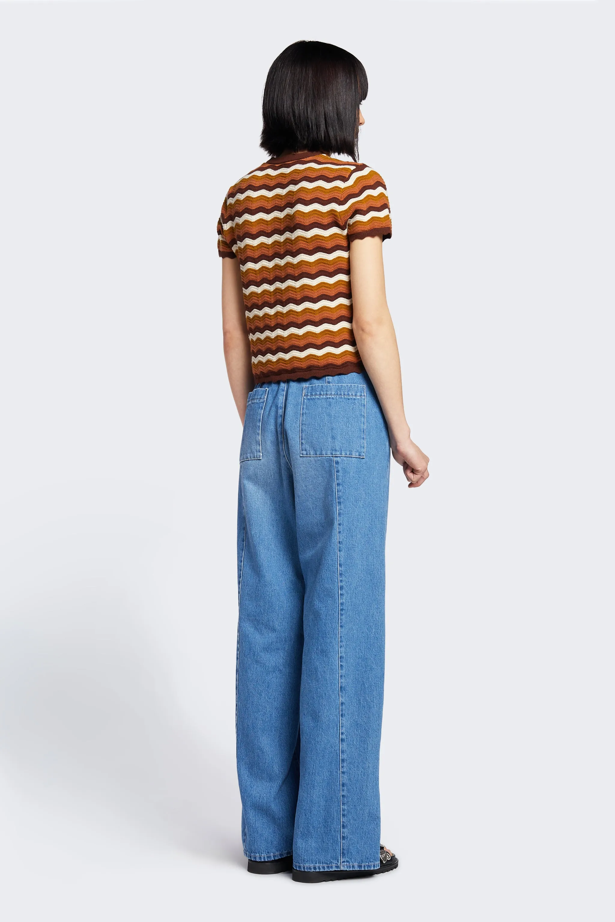 Ellipse Hem Split Pant Mid Blue sold by Kloke product image thumbnail 4