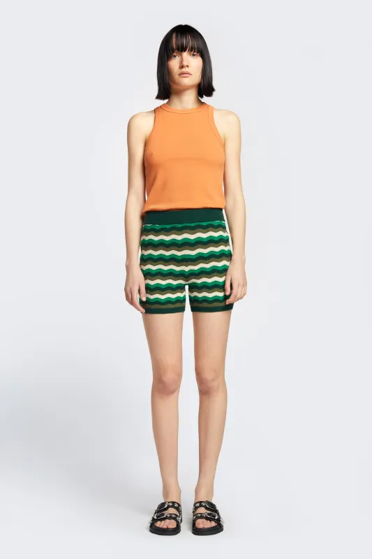 Halo Knitted Shorts Green Wavy made by Kloke