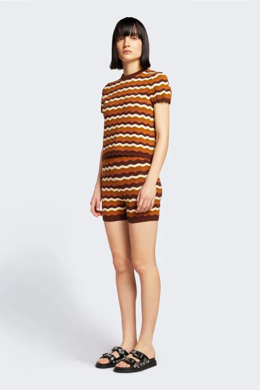 Halo Knitted Shorts Brown Wavy made by Kloke