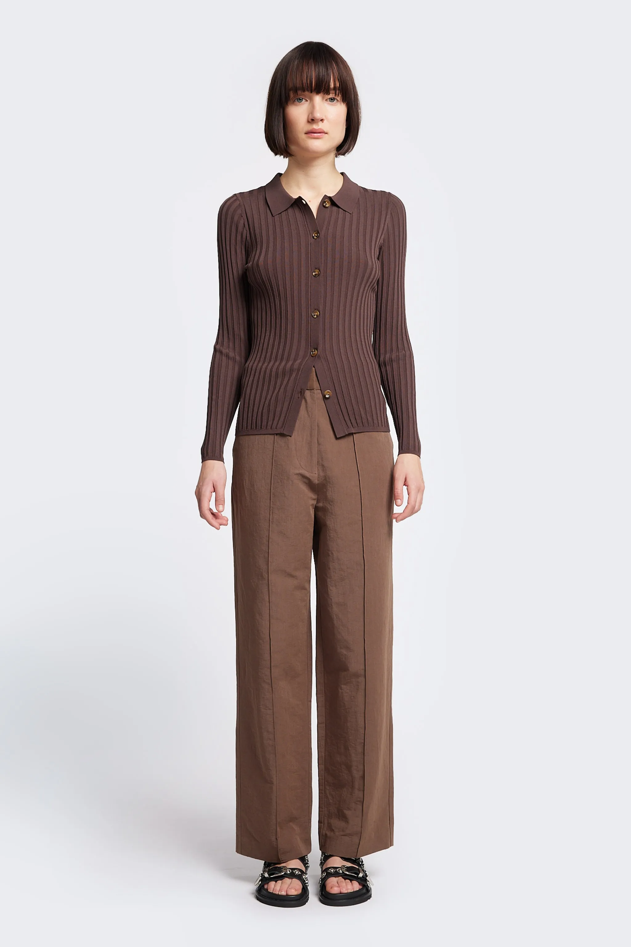 Notion Rib Shirt Chocolate sold by Kloke