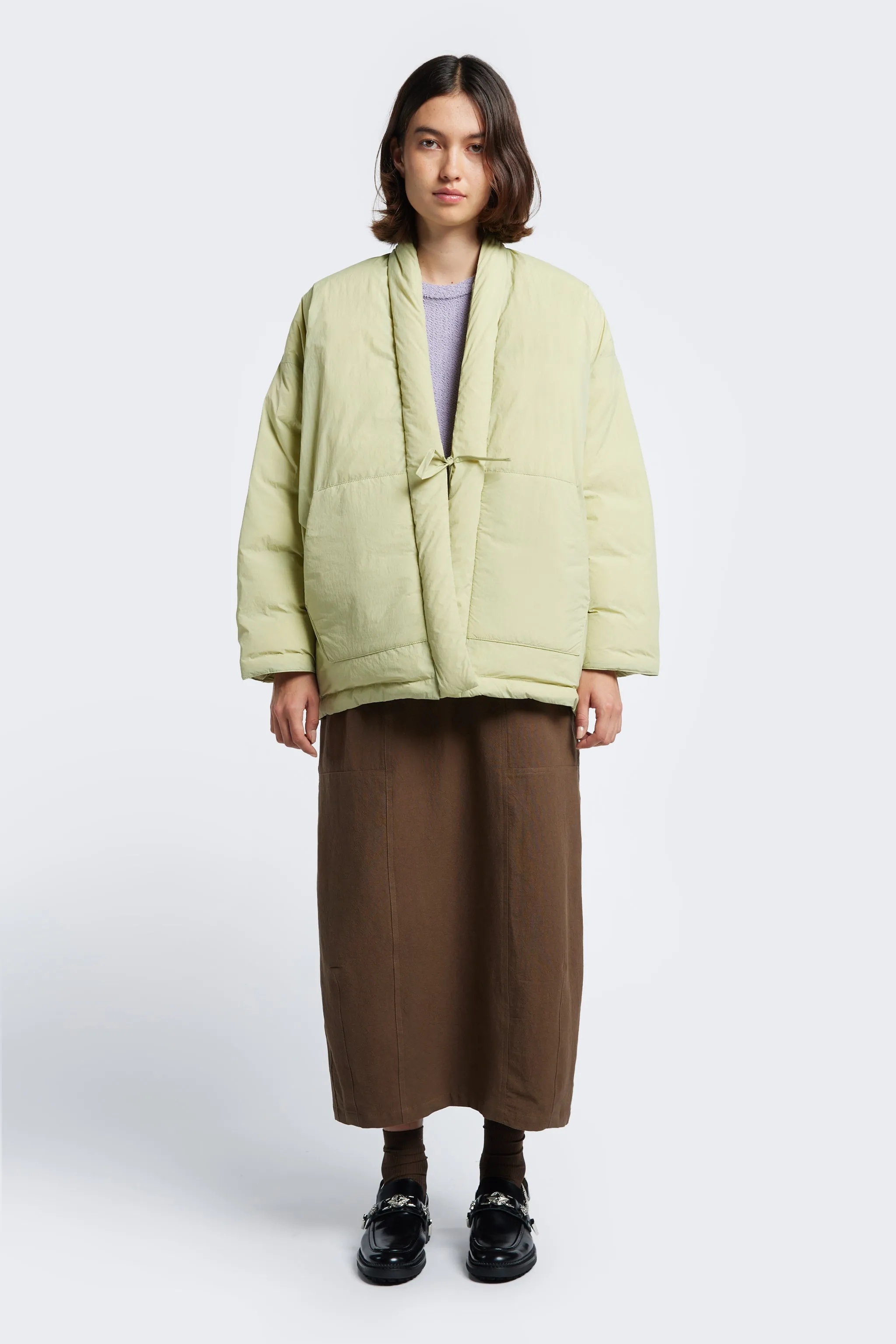 Abeyance Quilted Wrap Coat Sand sold by Kloke