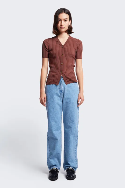 Delay Short Sleeve Knit Shirt Cocoa made by Kloke