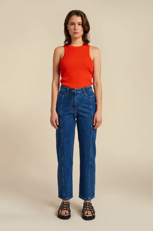 Ilk Zip Denim Pant Mid-Wash Indigo Denim made by Kloke