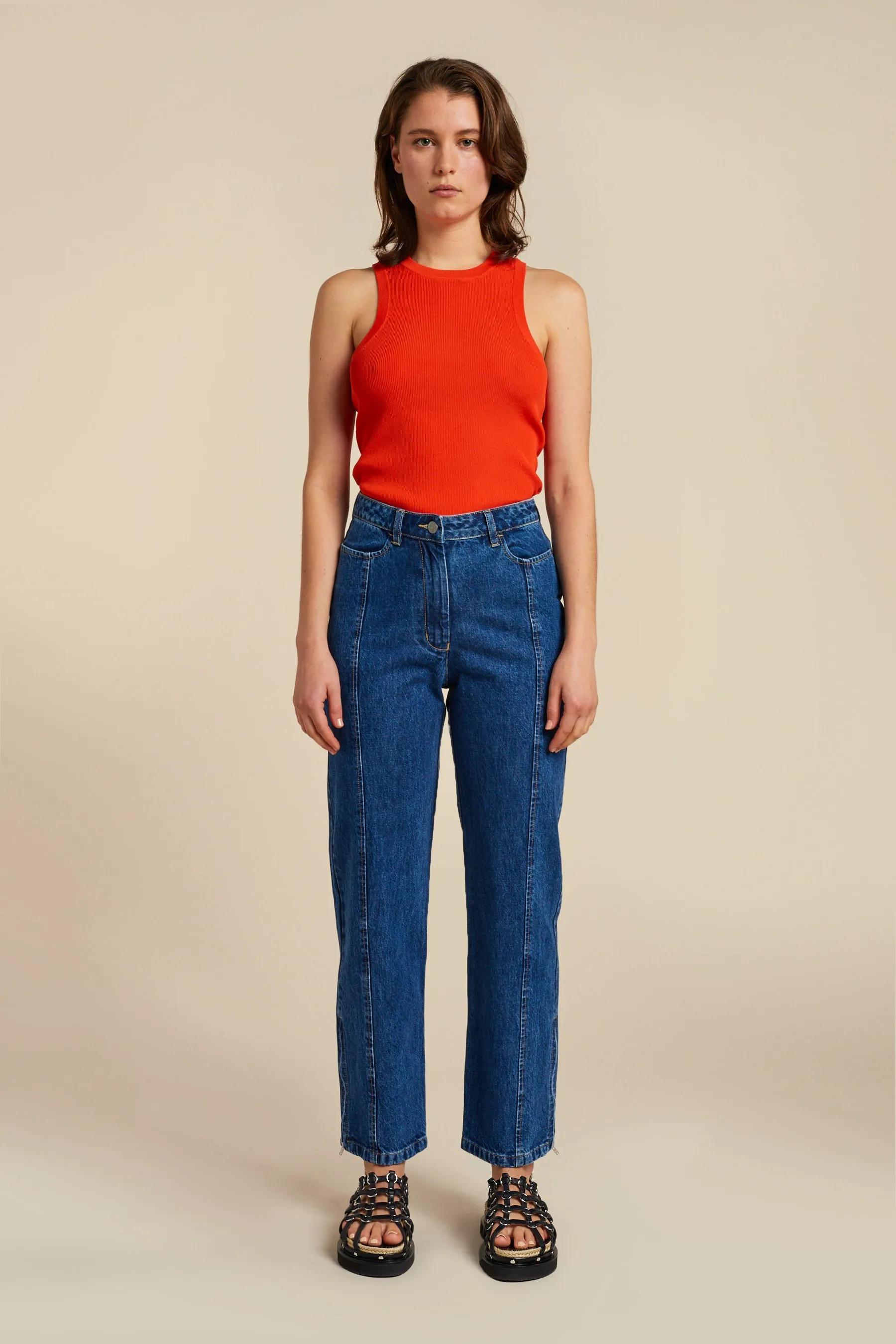 Ilk Zip Denim Pant Mid-Wash Indigo Denim sold by Kloke