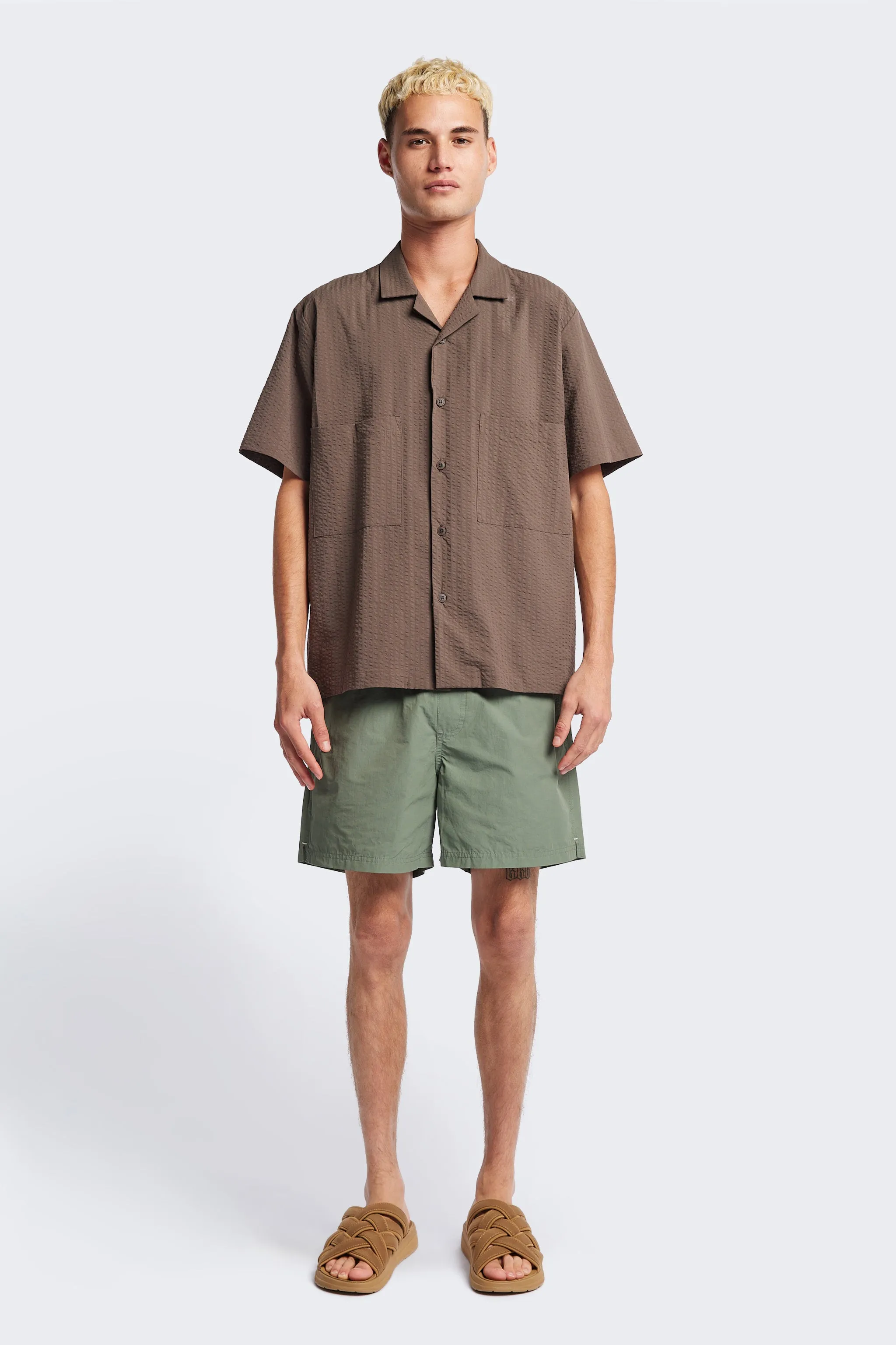 Mirari Seersucker Shirt Brown sold by Kloke