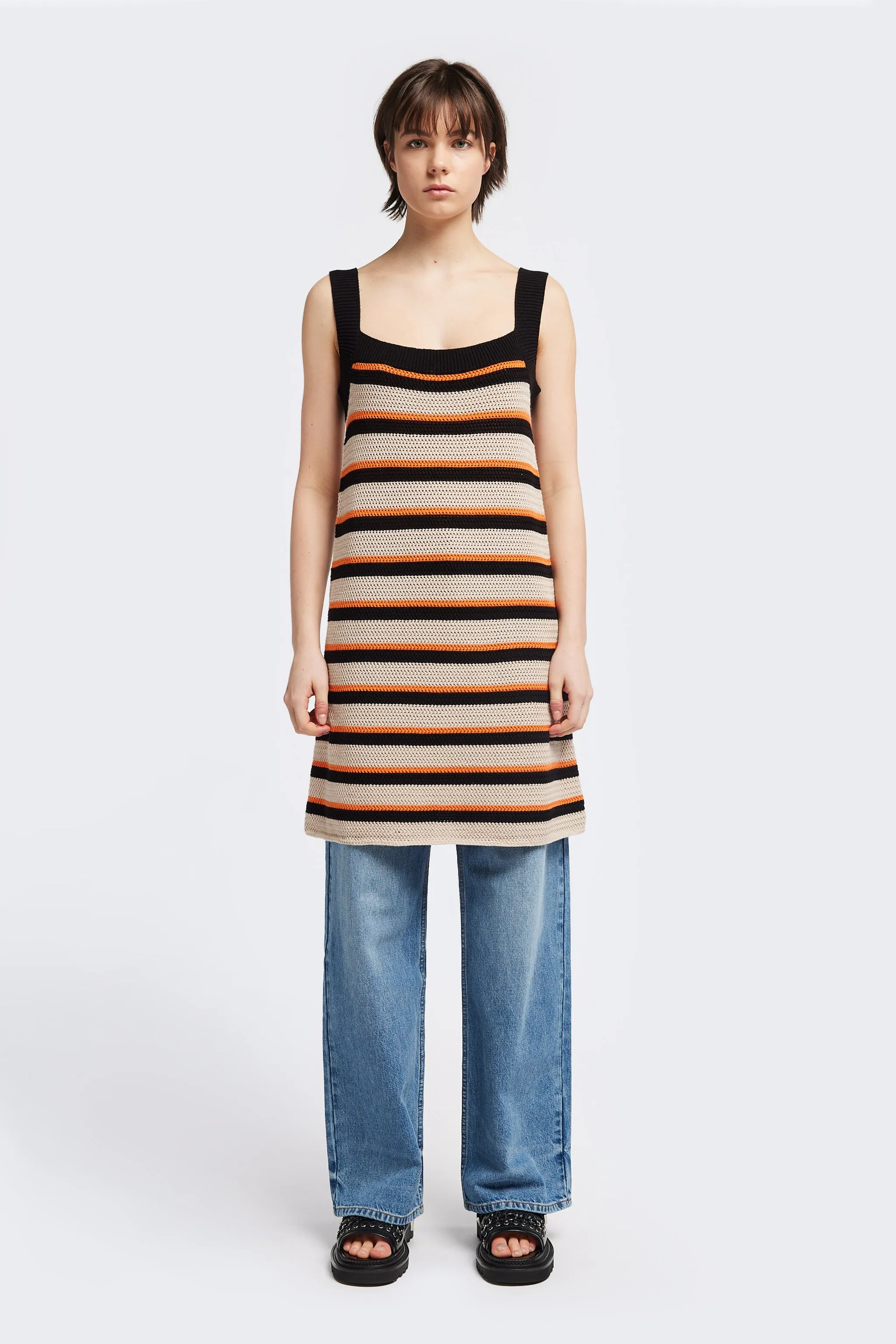 Temporal Crochet Mini Dress Stripe sold by Kloke