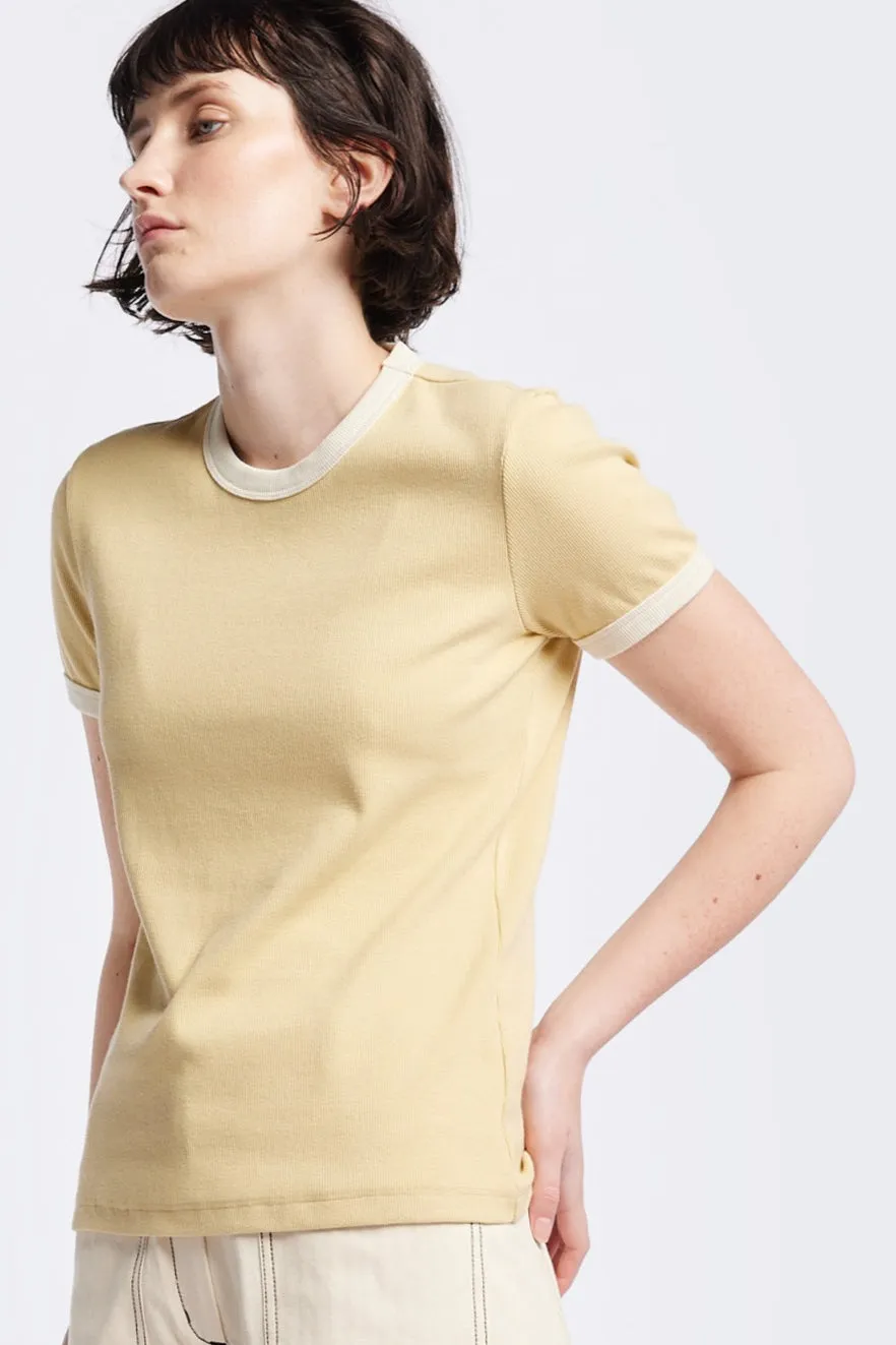 Veil Rib Tee Butter/Ecru Bind sold by Kloke