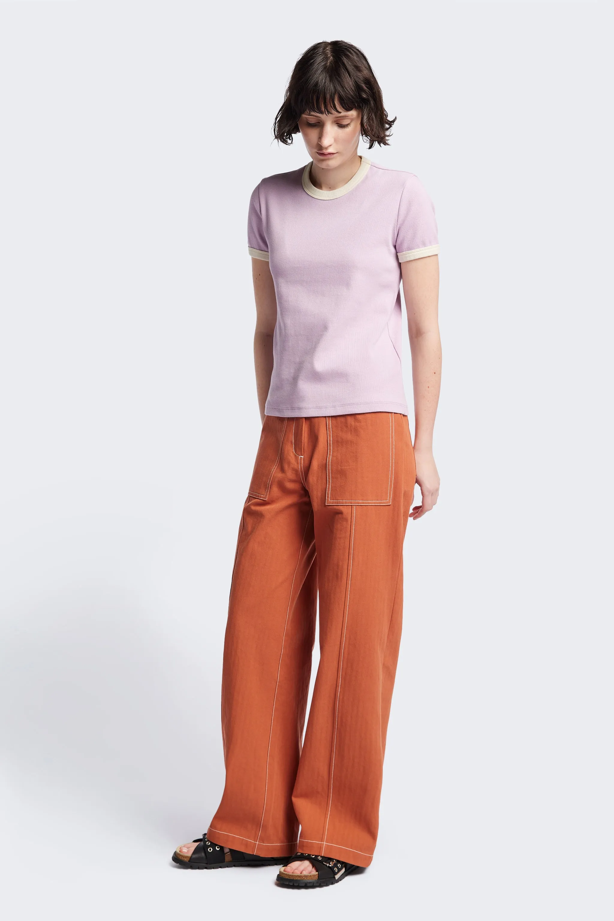 Veil Rib Tee Lilac/Ecru Bind sold by Kloke product image thumbnail 2
