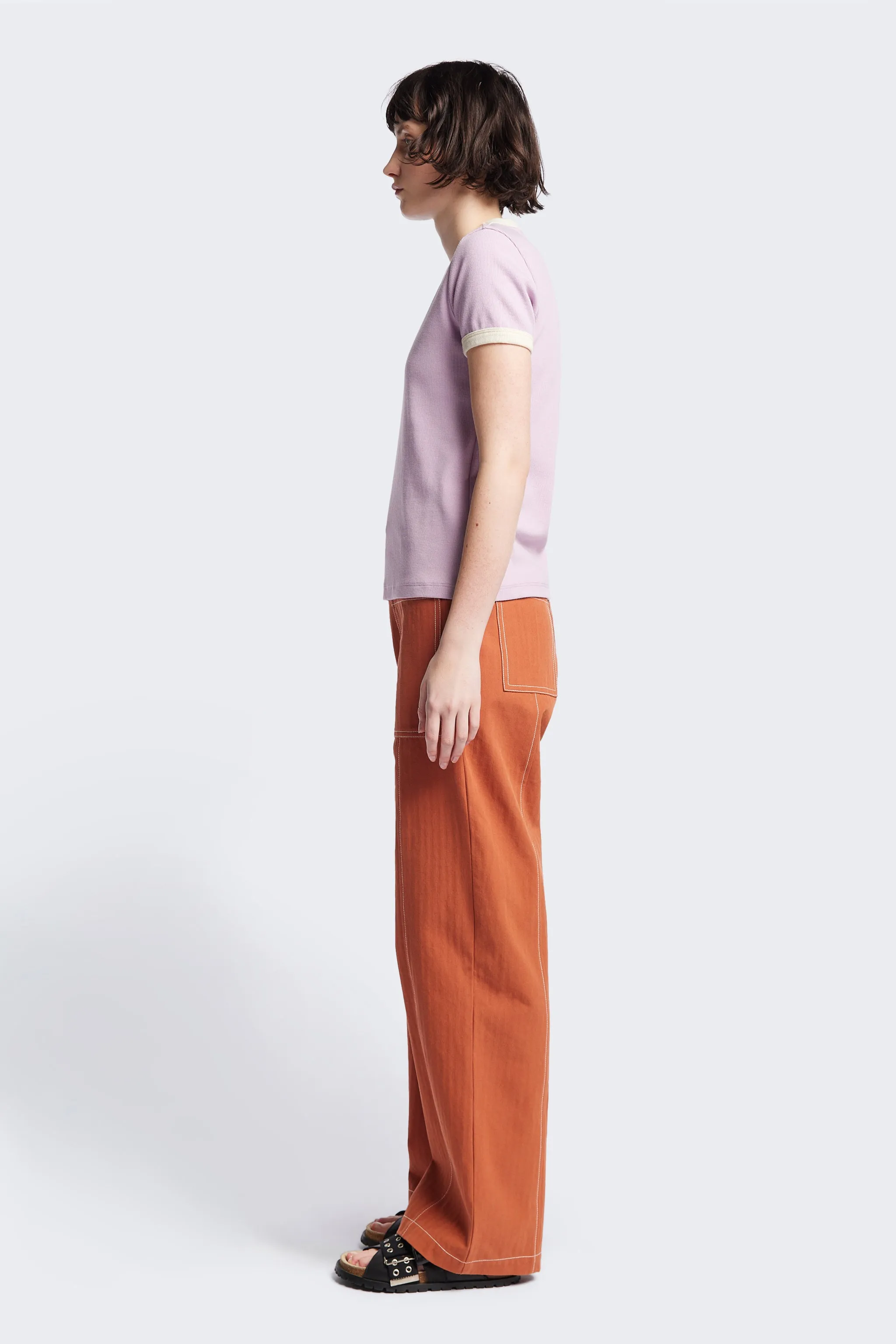 Veil Rib Tee Lilac/Ecru Bind sold by Kloke product image thumbnail 3