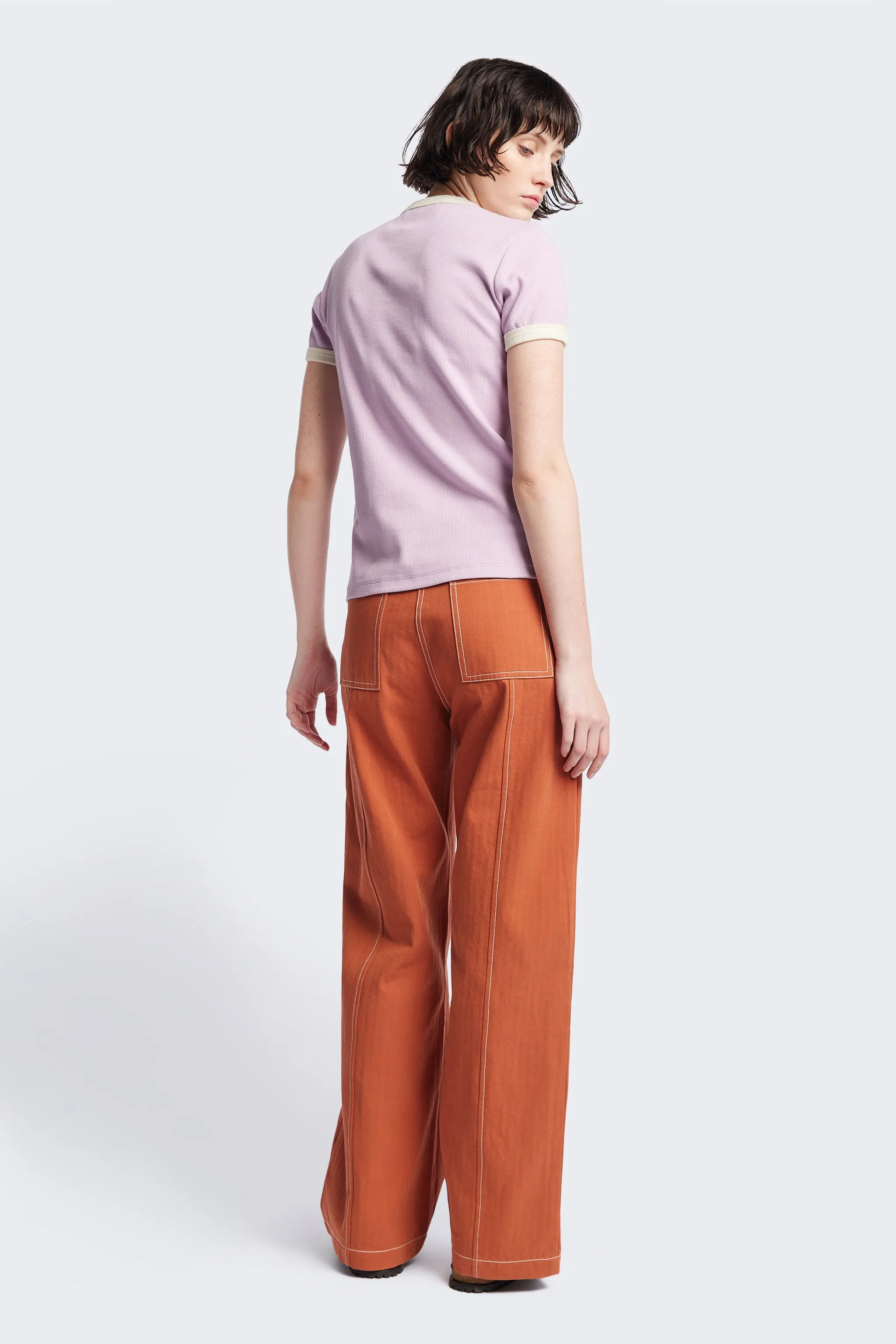 Veil Rib Tee Lilac/Ecru Bind sold by Kloke product image thumbnail 4