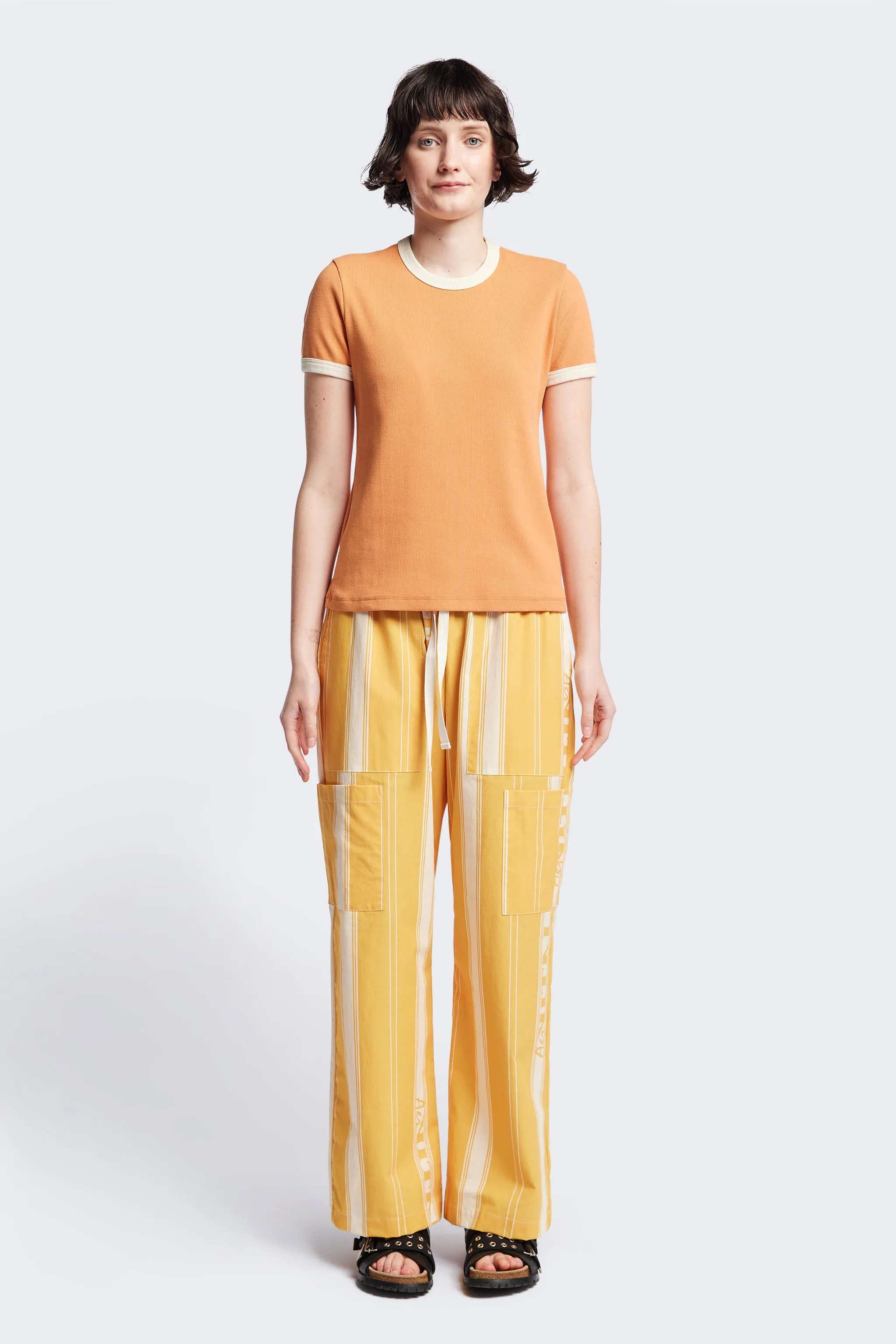 Veil Rib Tee Pastel Orange/Ecru Bind sold by Kloke product image thumbnail 2