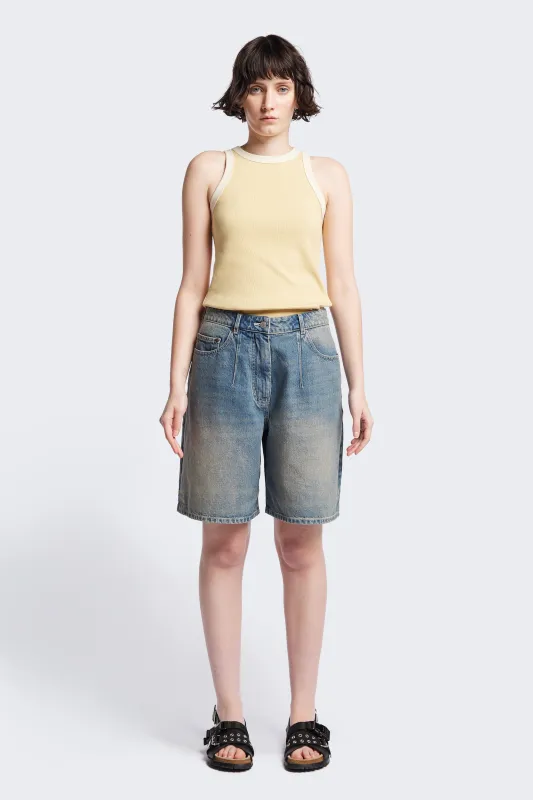 Flux Racer Back Tank Butter w Ecru Bind made by Kloke