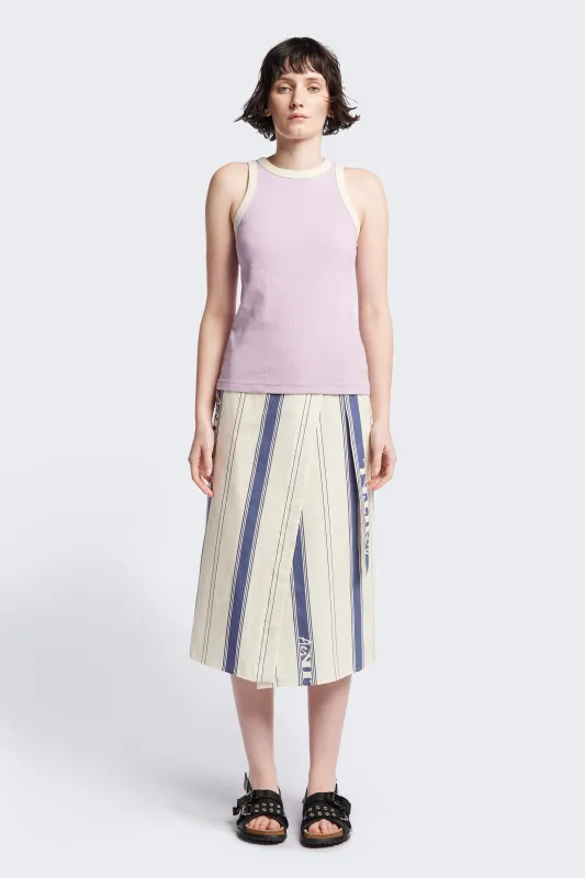 Flux Racer Back Tank Lilac w Ecru Bind made by Kloke