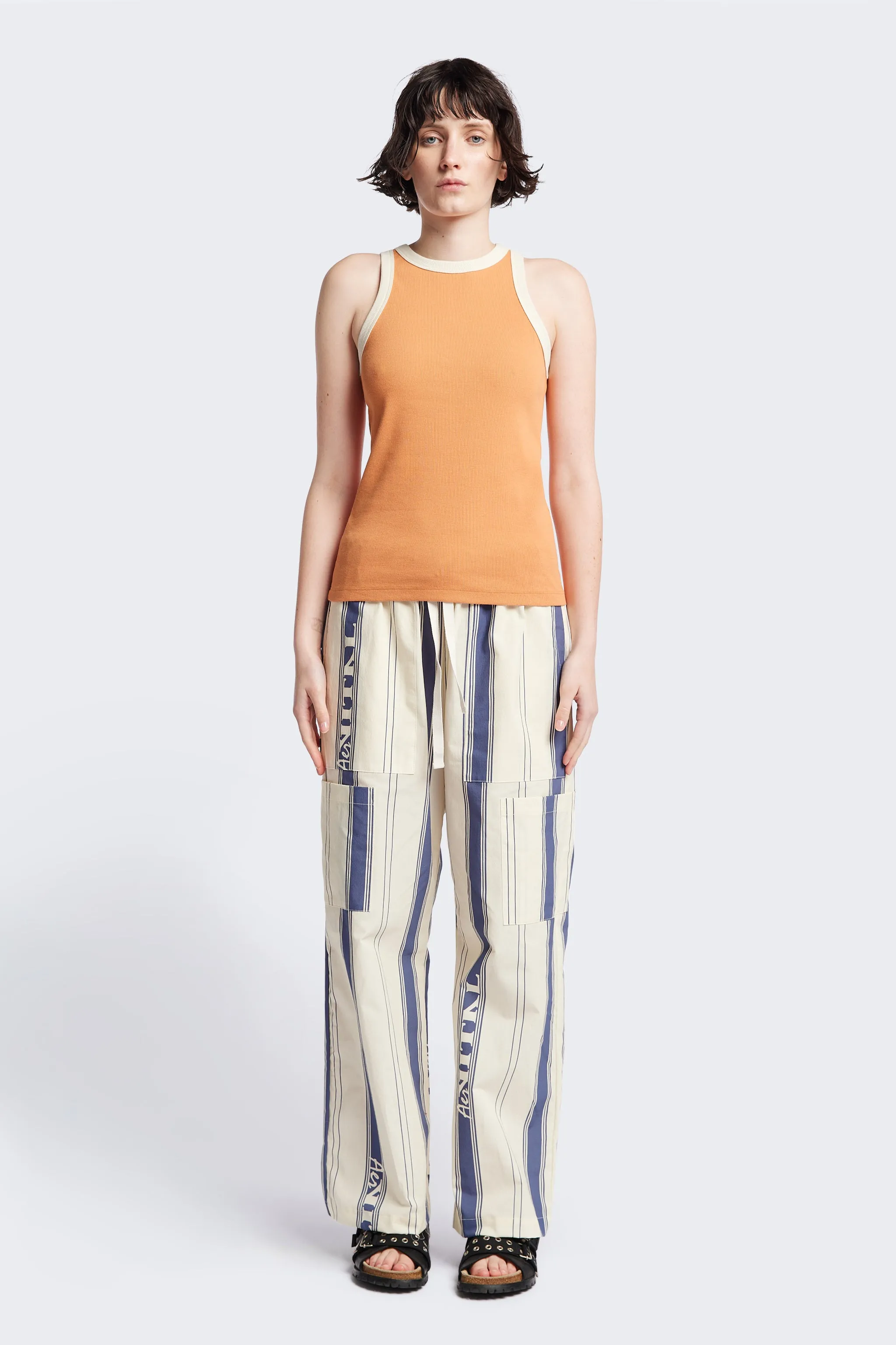 Flux Racer Back Tank Pastel Orange w Ecru Bind sold by Kloke