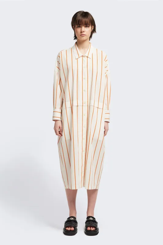 Sundown Shirt Dress Burnt Orange Stripe made by Kloke