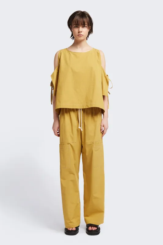 Open Shoulder Top Mustard made by Kloke